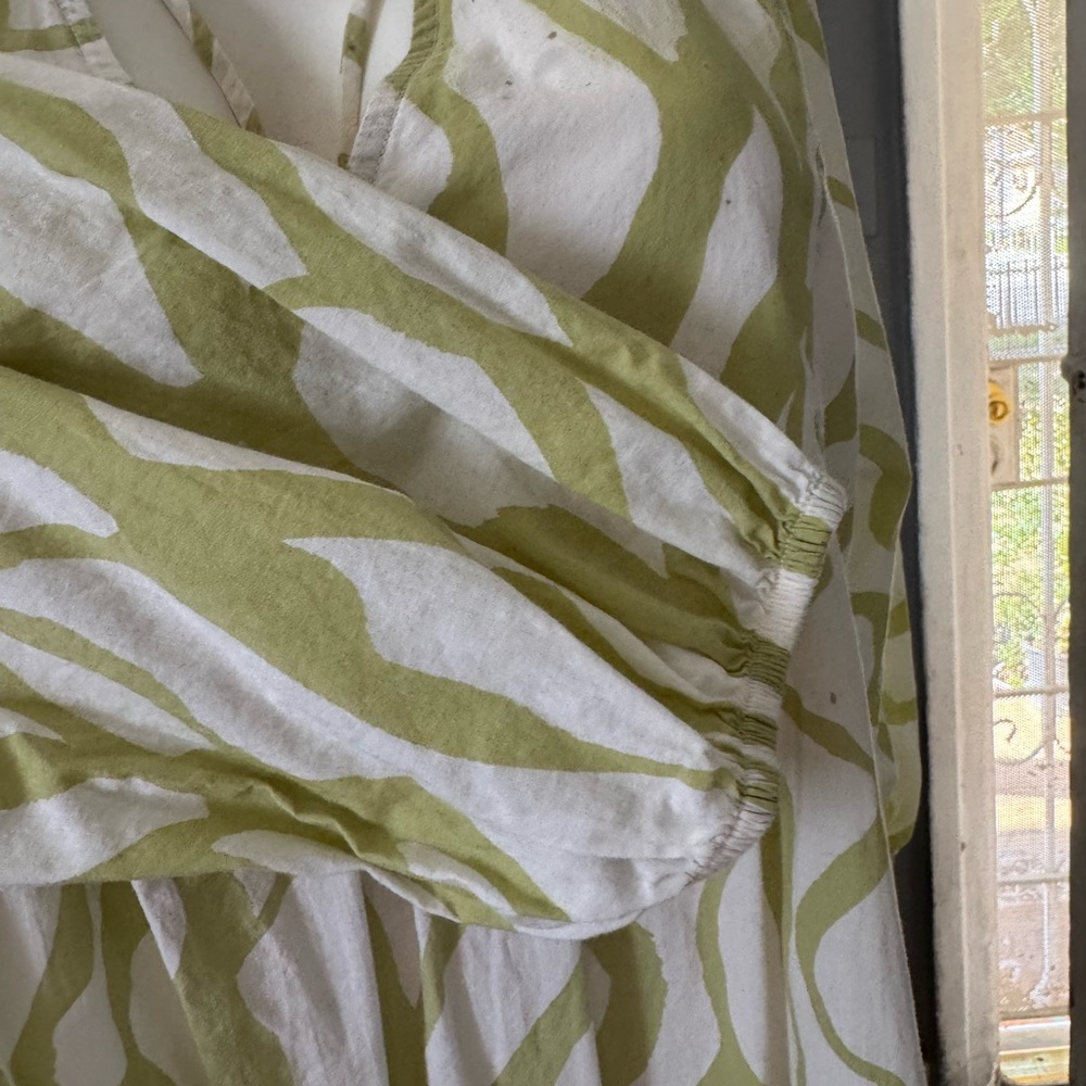 Zara Cream and Green Blouse